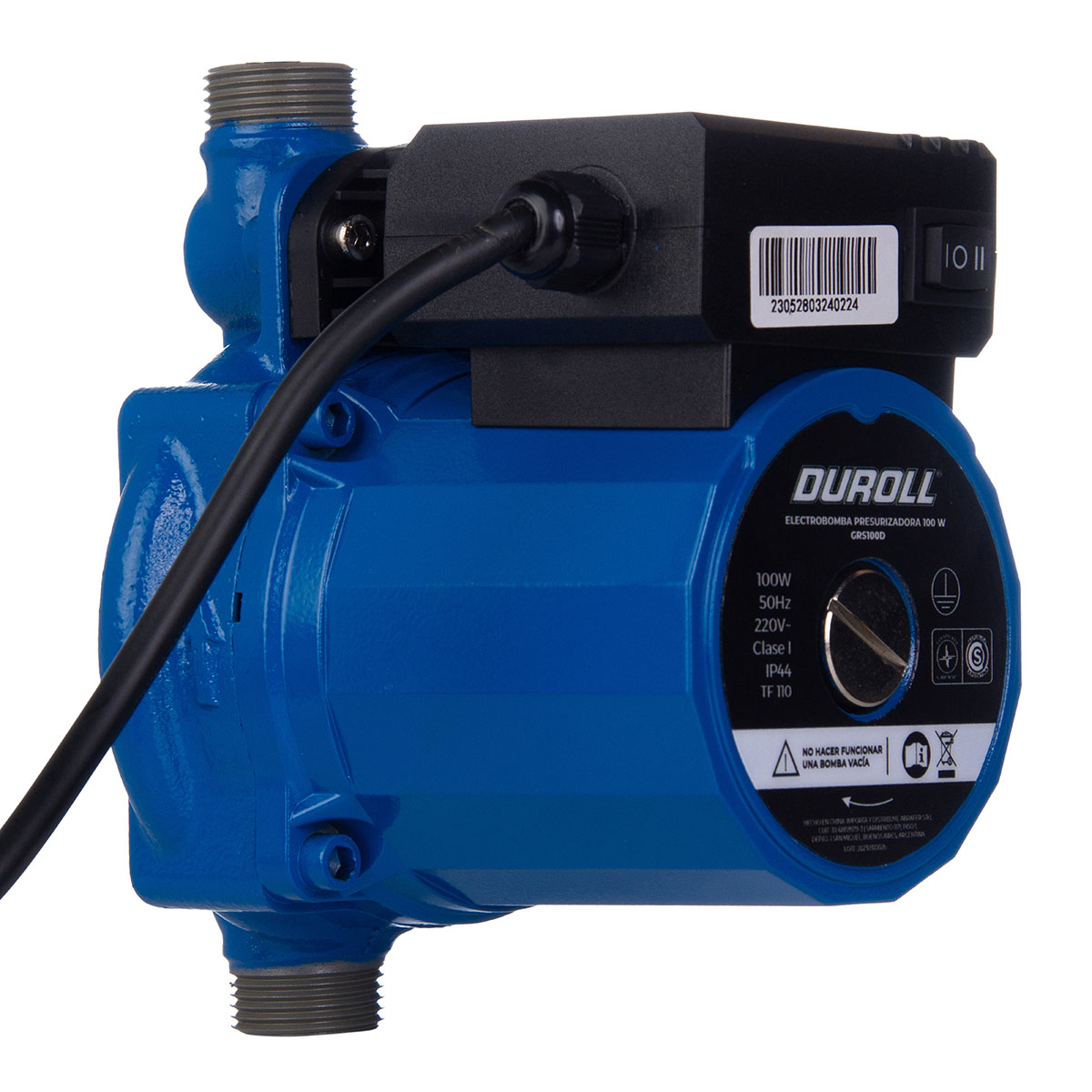 Bomba Presurizadora Duroll 100 Watts C/Conector Bronce Y Sensor De Flujo Incorporado - 2 Baños