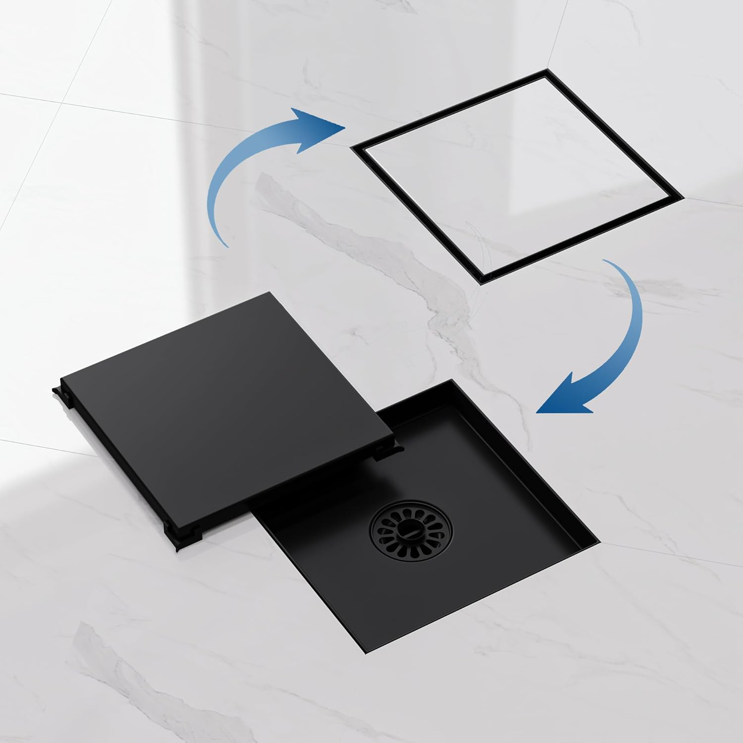 DESAGÜE CUADRADO 2 EN 1 BLACK 360° - GLOSS BLACK EDITION - Imagen 2